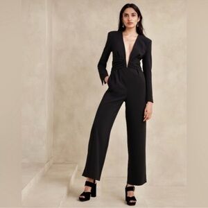 NWT Banana Republic Black Faiza Tuxedo Jumpsuit Size 4